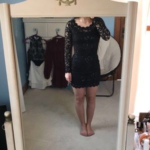 Long sleeve black dress with sequins